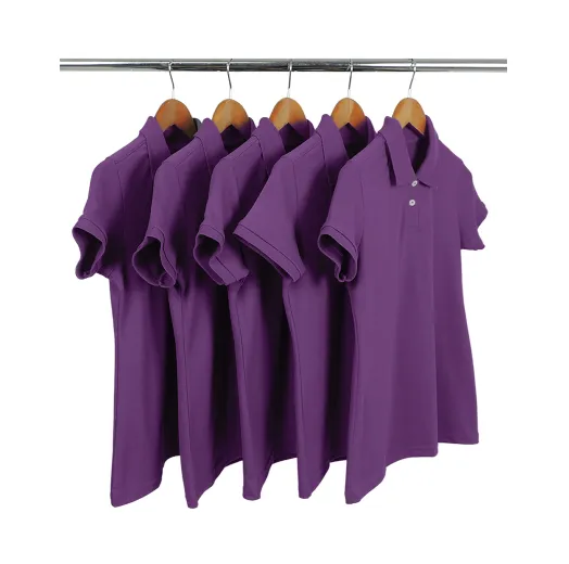 KIT 5 Camisas Polo Piquet Feminina Roxa