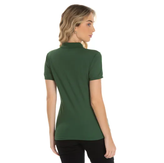 KIT 5 Camisas Polo Piquet Feminina Verde Musgo