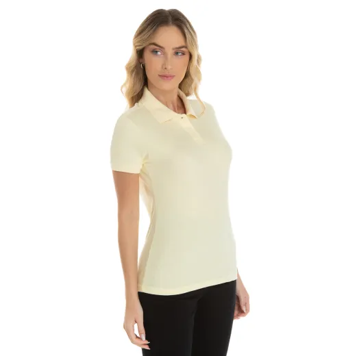 KIT 5 Camisas Polo Piquet Feminina Amarelo Claro