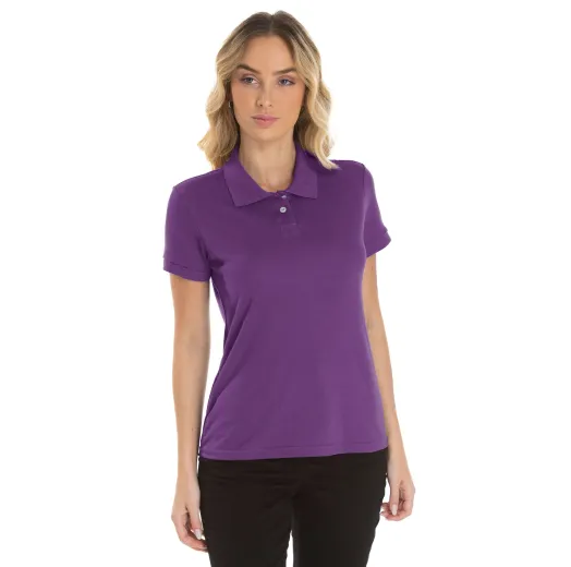 KIT 5 Camisas Polo Piquet Feminina Roxa