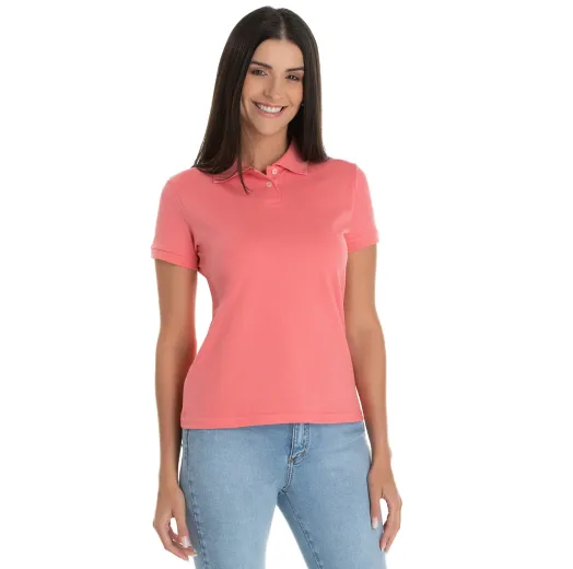 Camisa Polo Piquet Feminina Salmão