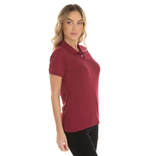 Camisa Polo Piquet Feminina Bordô