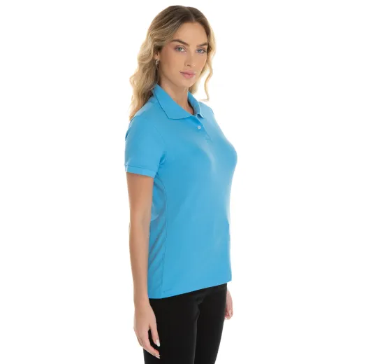 Camisa Polo Piquet Feminina Azul Clara