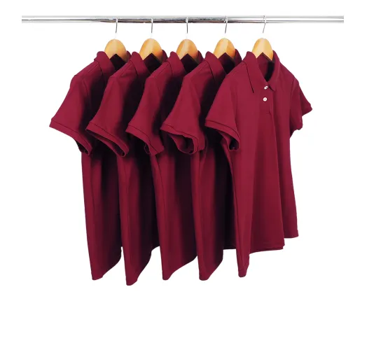 KIT 5 Camisas Polo Piquet Feminina Bordô