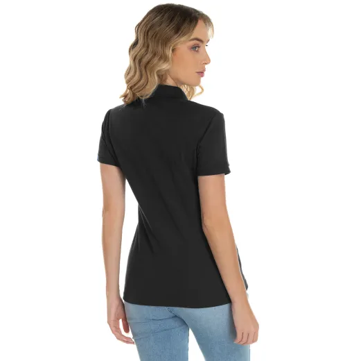 Camisa Polo Piquet Feminina Preta