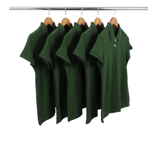 KIT 5 Camisas Polo Piquet Feminina Verde Musgo