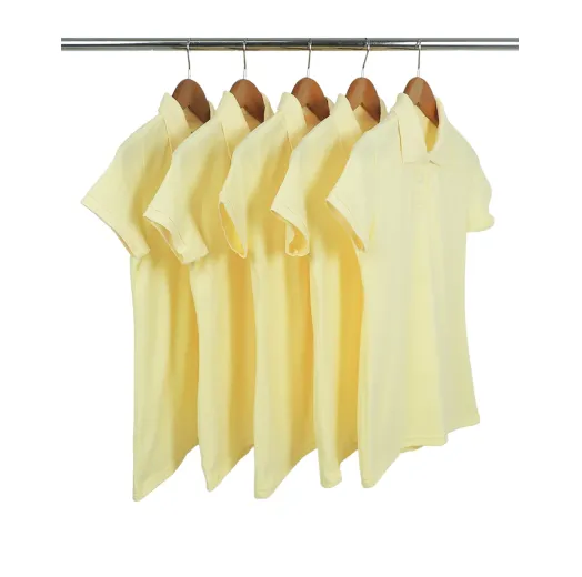 KIT 5 Camisas Polo Piquet Feminina Amarelo Claro