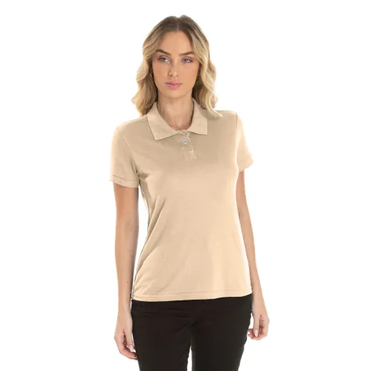 Camisa Polo Piquet Feminina Areia