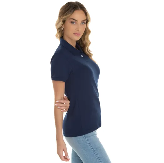 Camisa Polo Piquet Feminina Azul Marinho