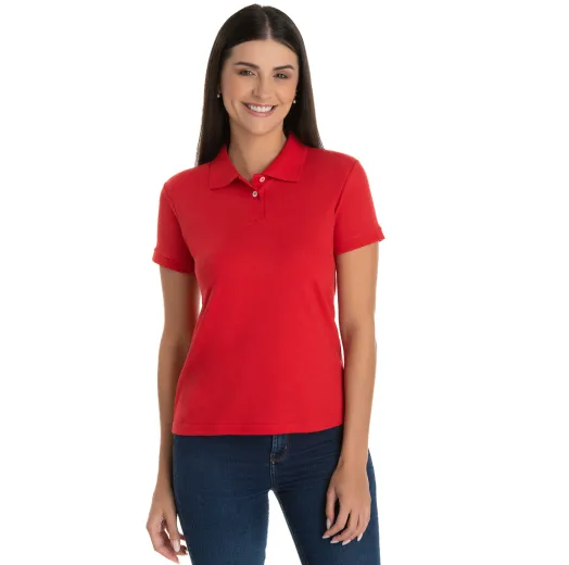 KIT 5 Camisas Polo Piquet Feminina Vermelha