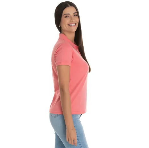 Camisa Polo Piquet Feminina Salmão