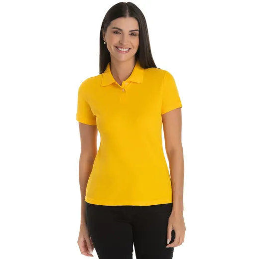 KIT 5 Camisas Polo Piquet Feminina Amarelo Ouro