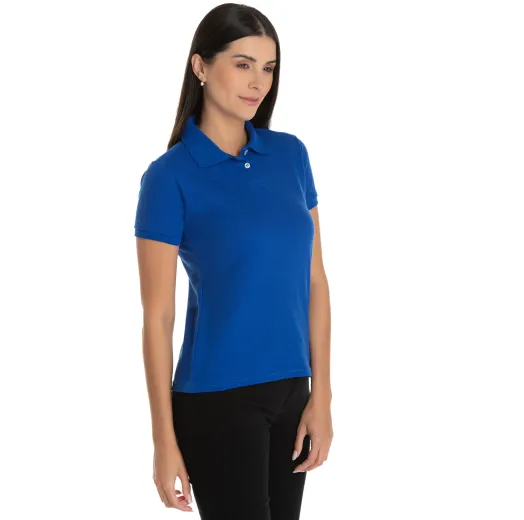 KIT 5 Camisas Polo Piquet Feminina Azul Royal