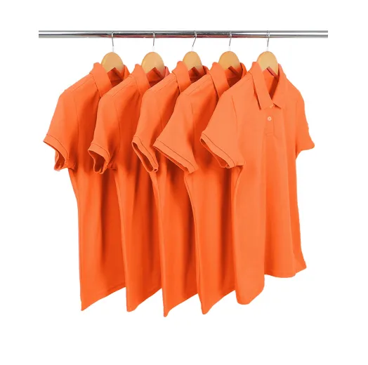 KIT 5 Camisas Polo Piquet Feminina Laranja