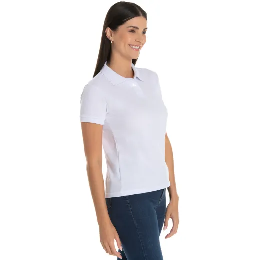 KIT 5 Camisas Polo Piquet Feminina Branca