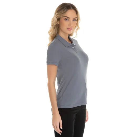 Camisa Polo Piquet Feminina Cinza Chumbo