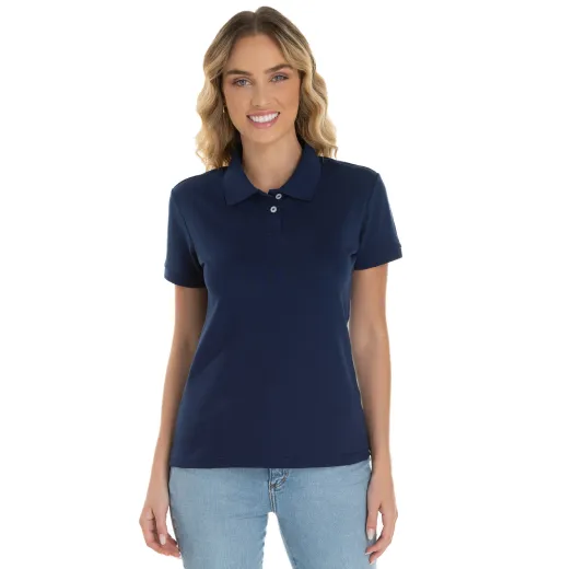 Camisa Polo Piquet Feminina Azul Marinho