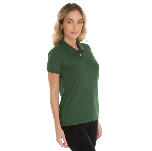 KIT 5 Camisas Polo Piquet Feminina Verde Musgo