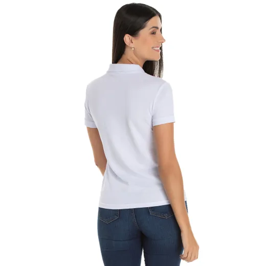 Camisa Polo Piquet Feminina Branca