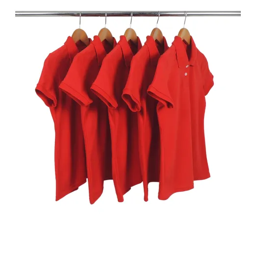 KIT 5 Camisas Polo Piquet Feminina Vermelha