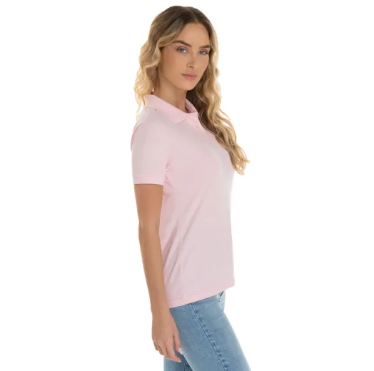 KIT 5 Camisas Polo Piquet Feminina Rosa Claro