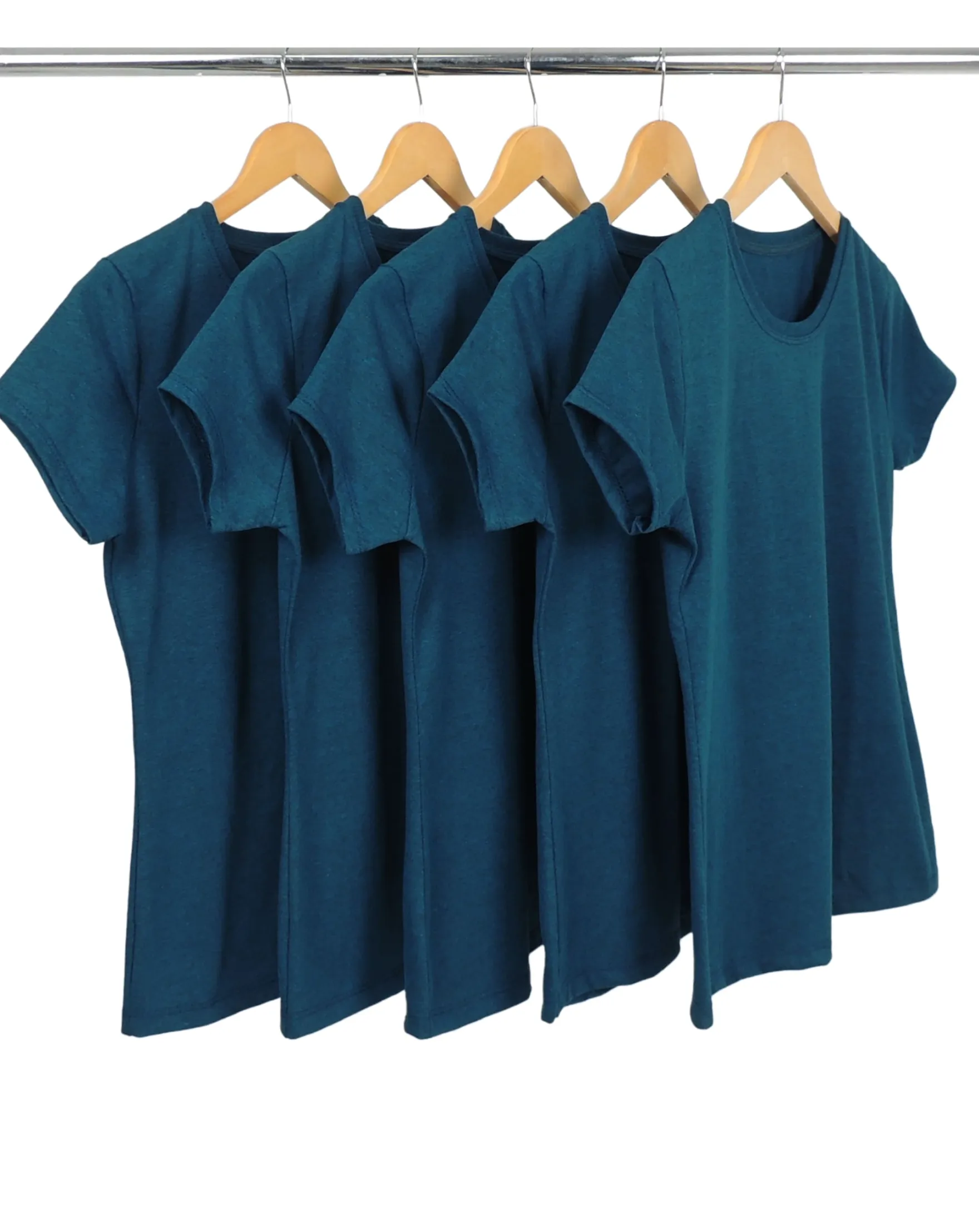 Kit 5 Camisetas Femininas Comfort Mescla Navy