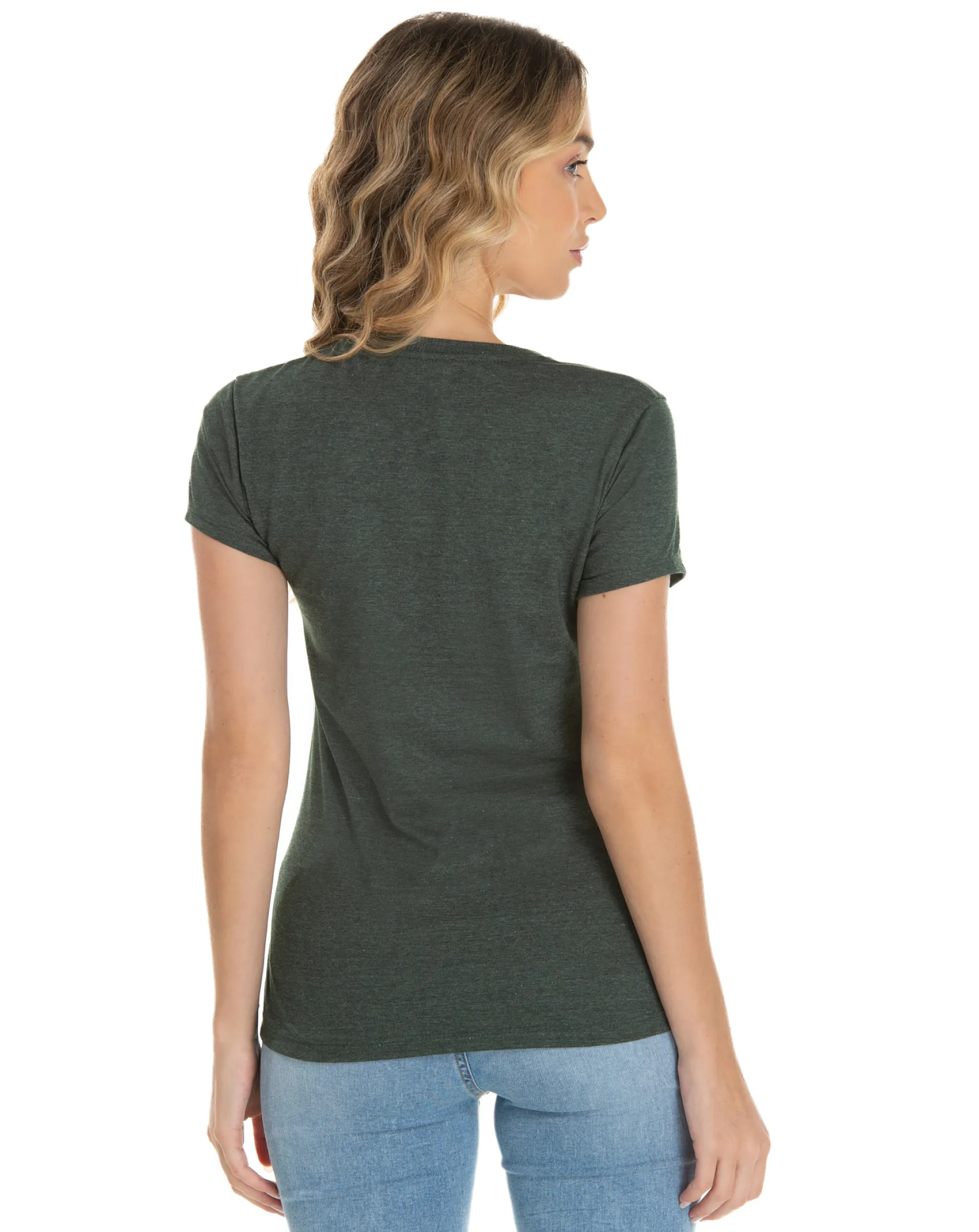 Kit 5 Camisetas Femininas Comfort Mescla Verde Oliva