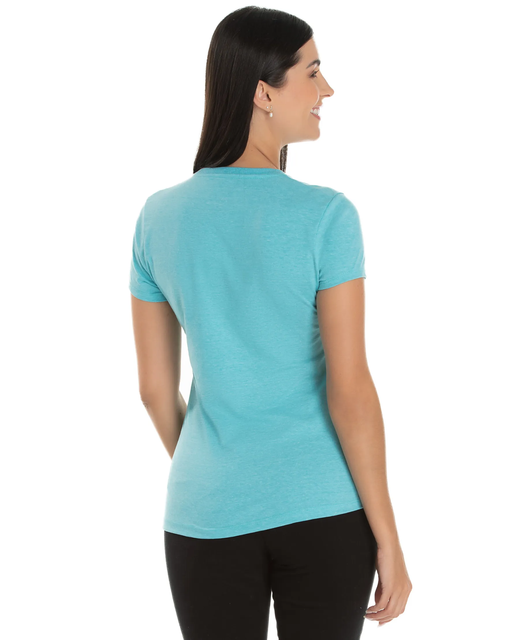 Kit 5 Camisetas Femininas Comfort Mescla Azul Turquesa