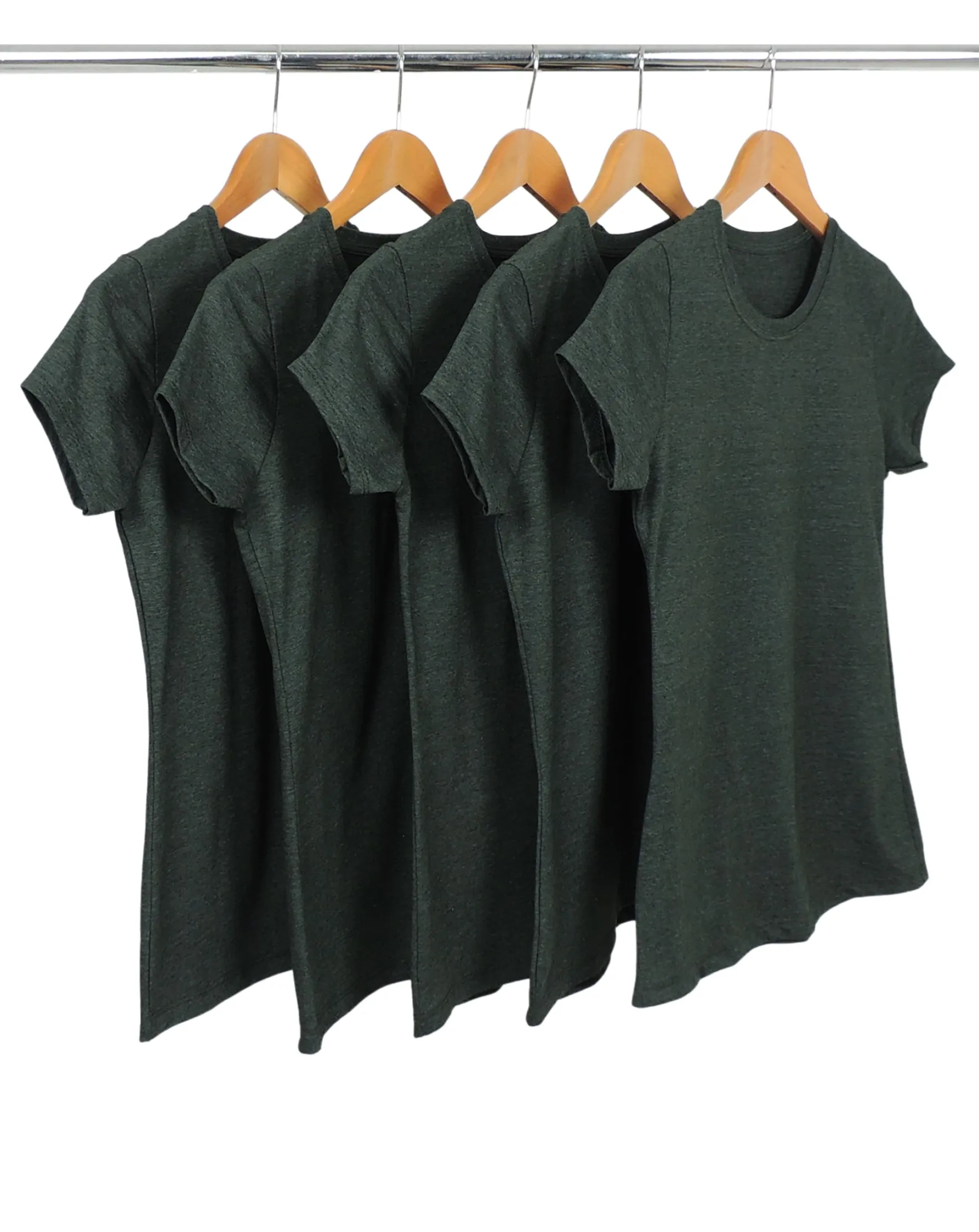 Kit 5 Camisetas Femininas Comfort Mescla Preta