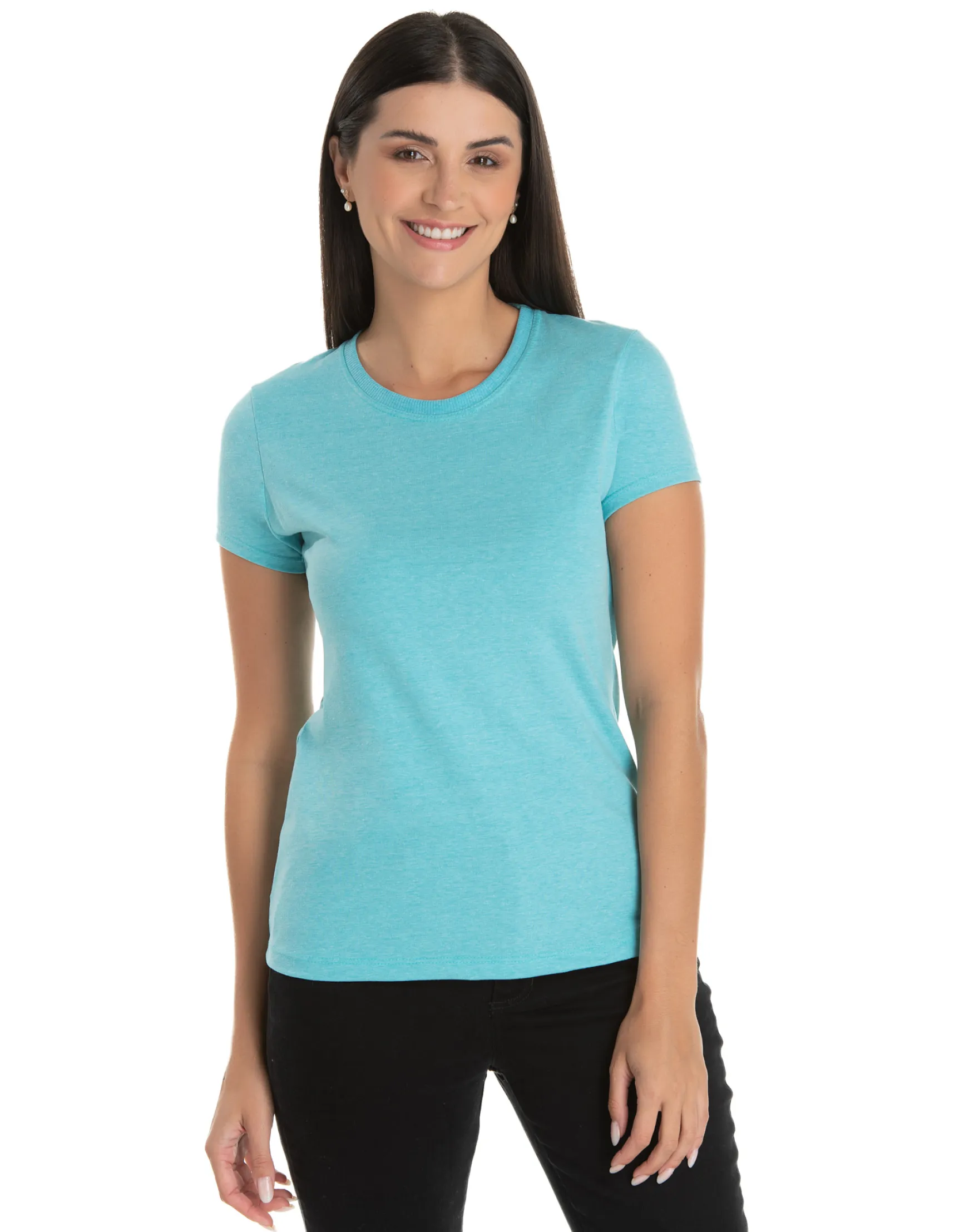 Kit 5 Camisetas Femininas Comfort Mescla Azul Turquesa