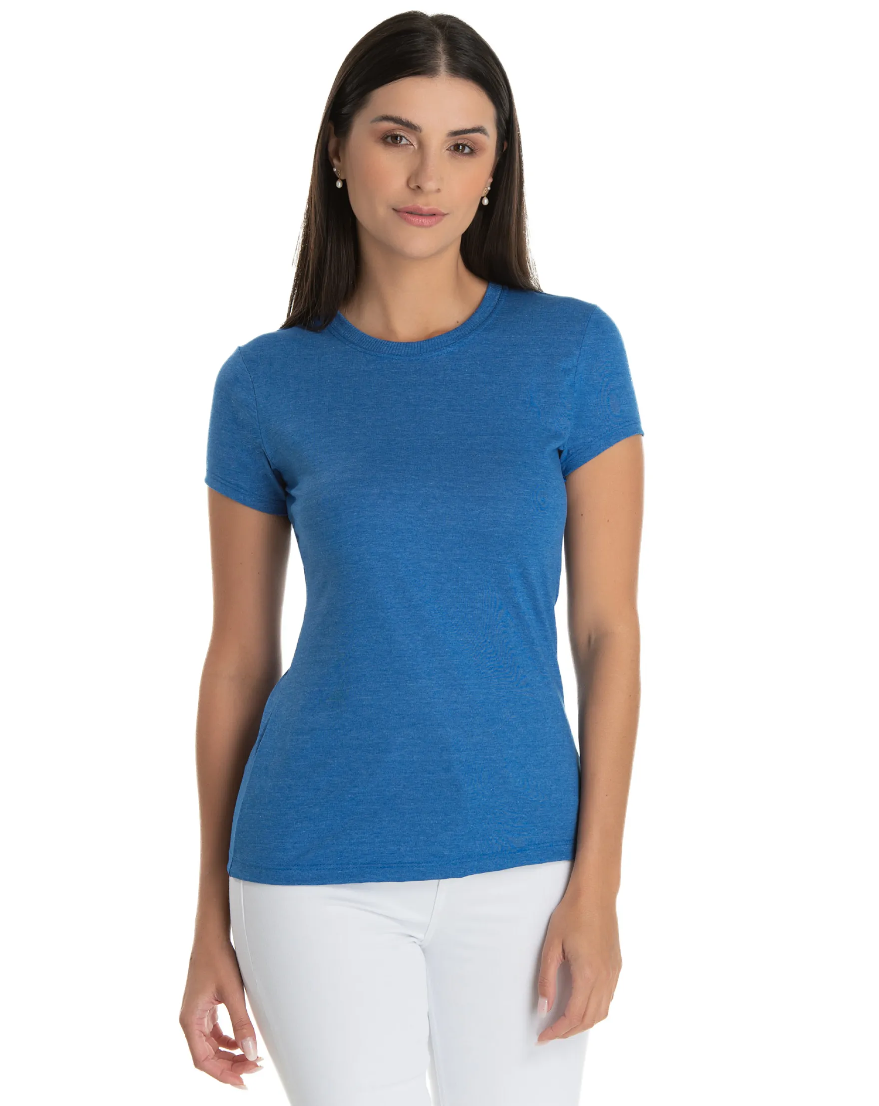 Camiseta Feminina Comfort Mescla Azul Royal