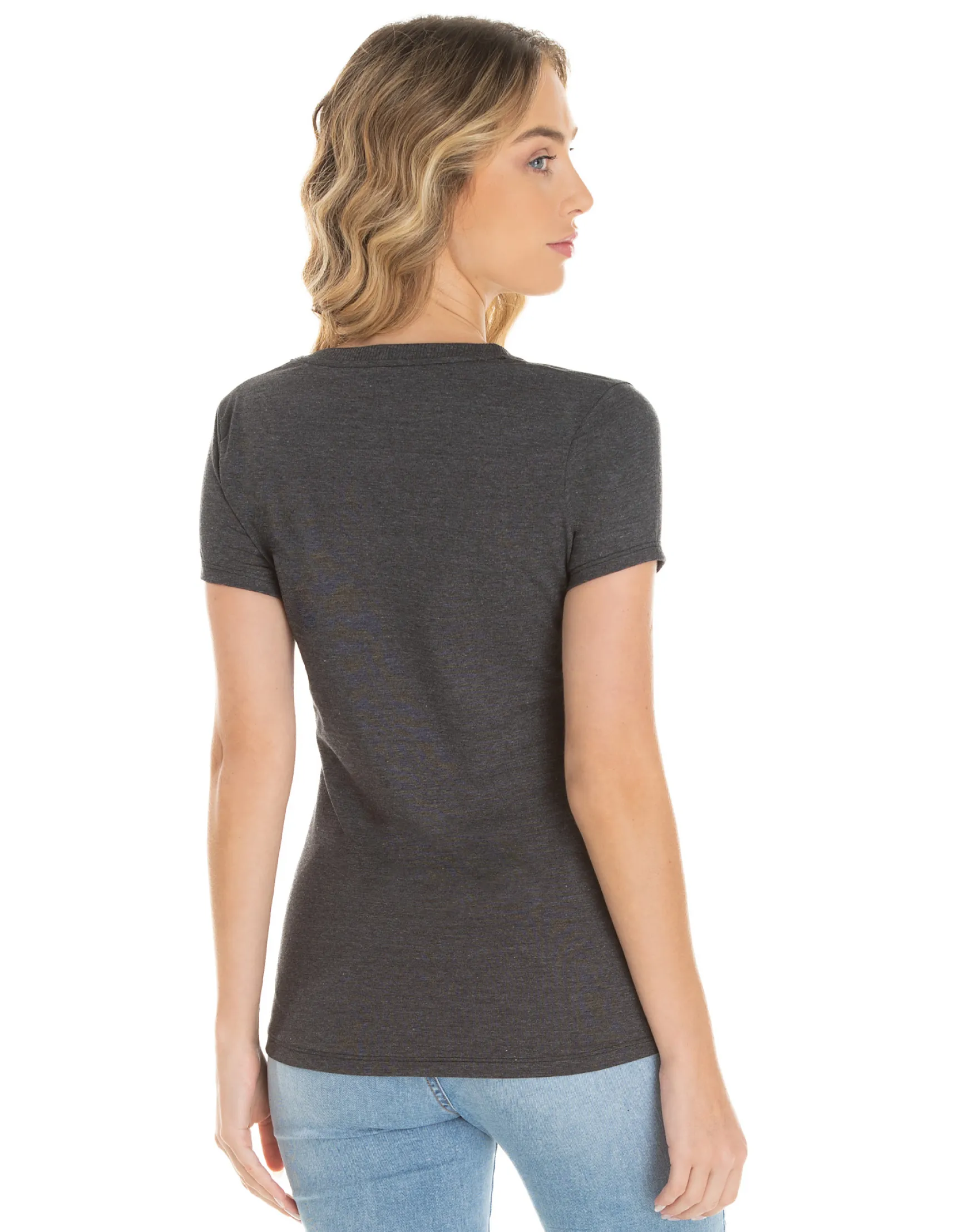 Kit 5 Camisetas Femininas Comfort Mescla Preta