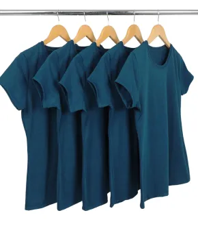 Kit 5 Camisetas Femininas Comfort Mescla Navy