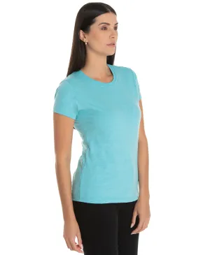 Camiseta Feminina Comfort Mescla Azul Turquesa