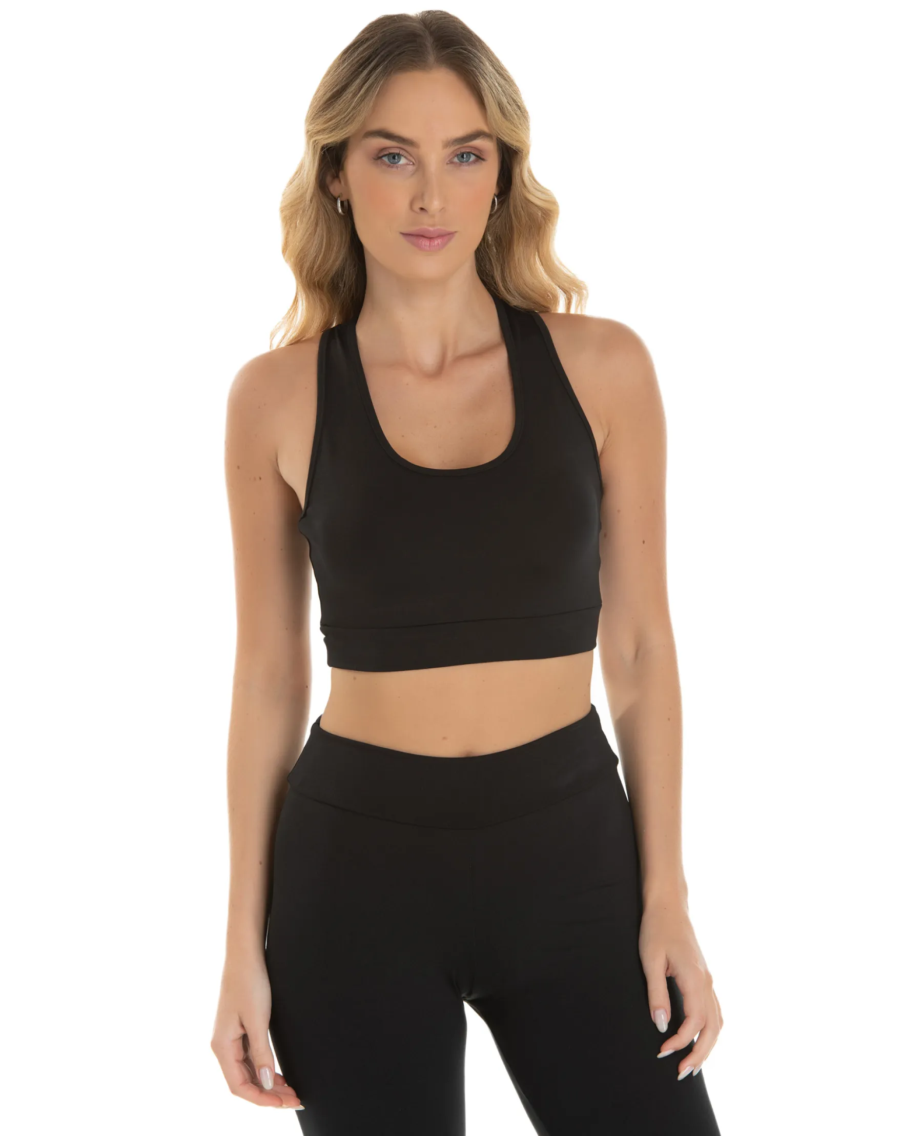 Kit 3 Tops Nadador Fitness Feminino Preto