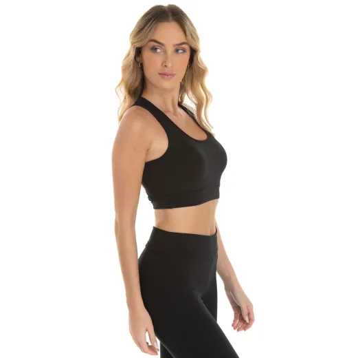 Kit 3 Tops Nadador Fitness Feminino Preto