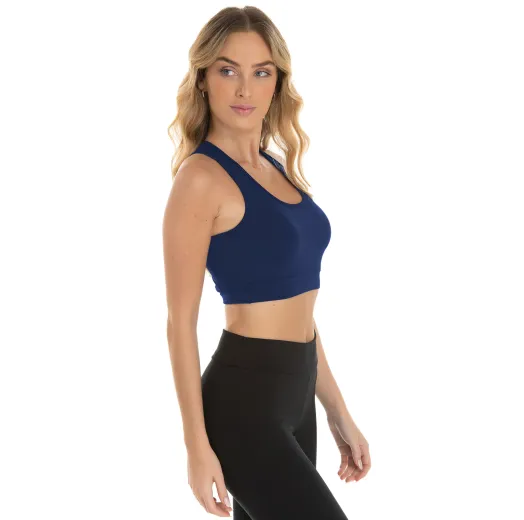 Kit 3 Tops Nadador Fitness Feminino Azul Marinho 