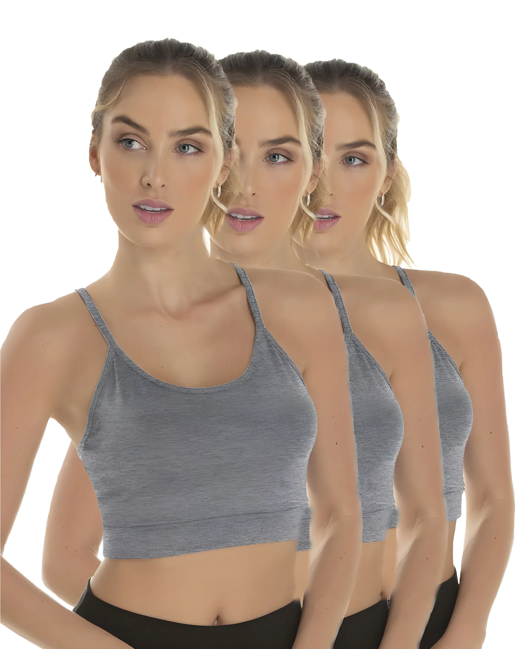 Kit 3 Tops de Alcinha Fitness Feminino Mescla