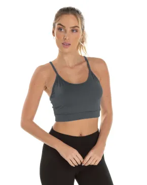 Kit 3 Tops de Alcinha Fitness Feminino Cinza Chumbo