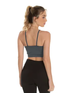 Kit 3 Tops de Alcinha Fitness Feminino Cinza Chumbo