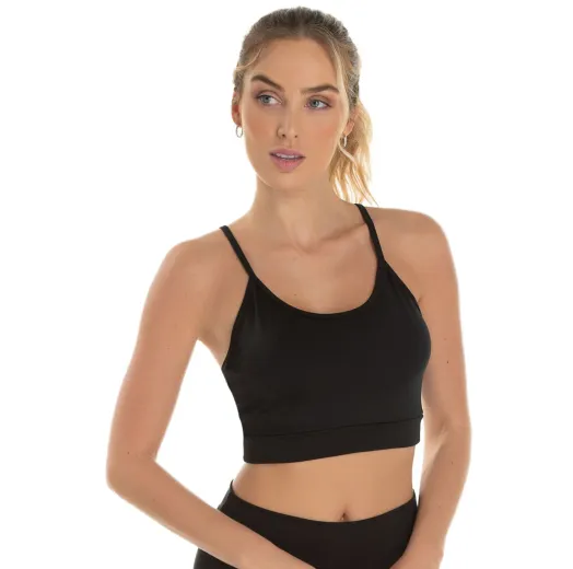 Top de Alcinha Fitness Feminino Preto