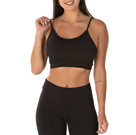 Kit 3 Tops de Alcinha Fitness Feminino Preto