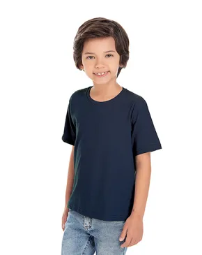 Kit 5 Camisetas Infantil de Algodão Penteado Azul Marinho