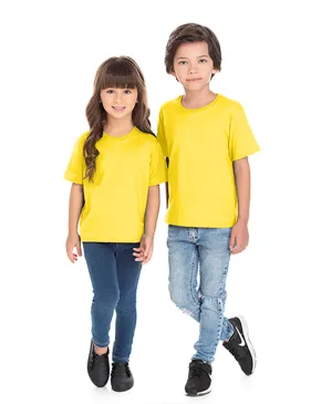 Camiseta Infantil de Algodão Penteado Amarelo Canário