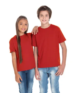 Camiseta Juvenil de Algodão Penteado Vermelha