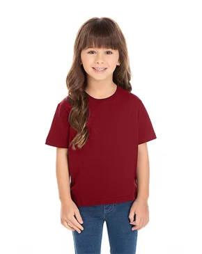 Camiseta Infantil de Algodão Penteado Bordô