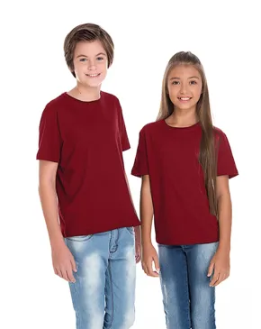 Camiseta Juvenil de Algodão Penteado Bordô