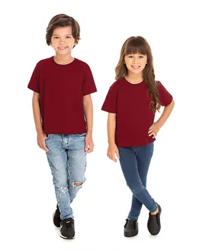Camiseta Infantil de Algodão Penteado Bordô