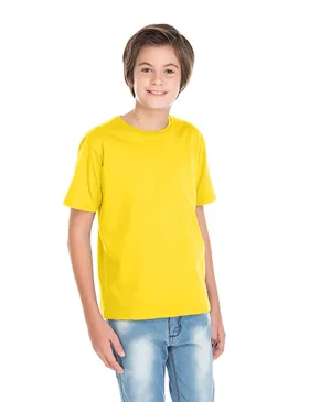 Kit 5 Camisetas Juvenil de Algodão Penteado Amarelo Canário