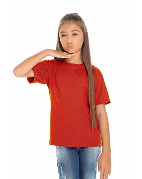 Camiseta Juvenil de Algodão Penteado Vermelha